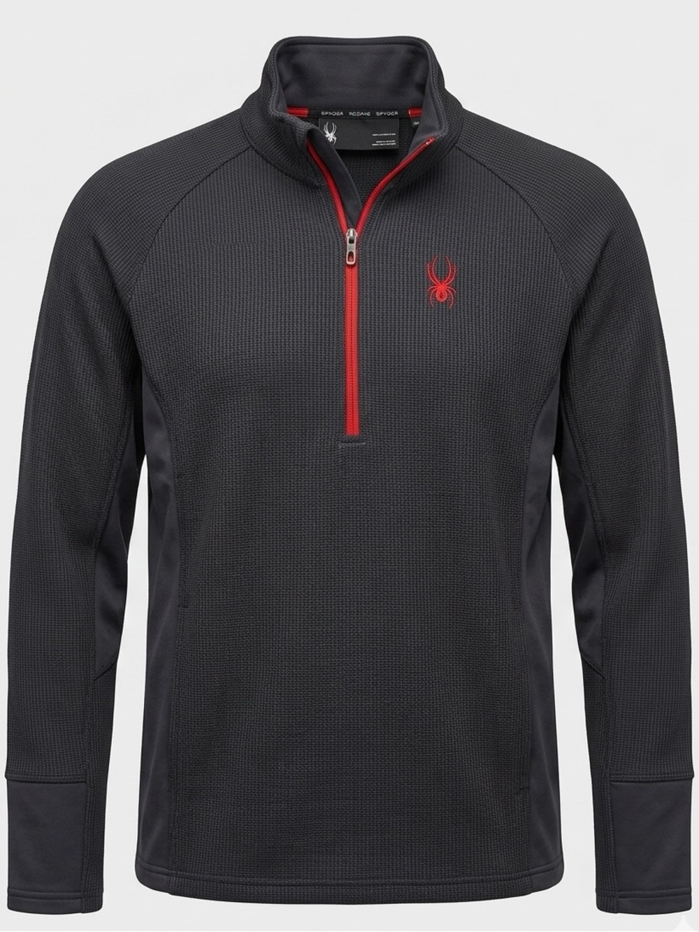 Spyder Mens Black Half Zip Pullover with Red Trim - Outerwear - size medium